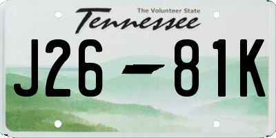 TN license plate J2681K