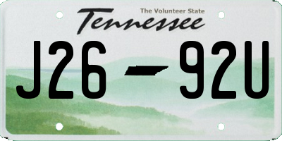TN license plate J2692U