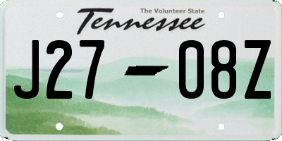 TN license plate J2708Z