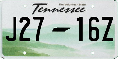 TN license plate J2716Z
