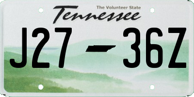 TN license plate J2736Z