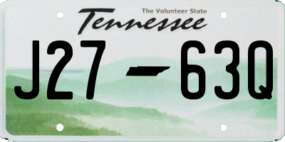 TN license plate J2763Q