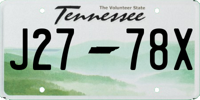 TN license plate J2778X