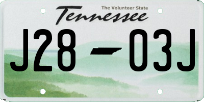TN license plate J2803J