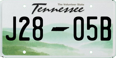 TN license plate J2805B