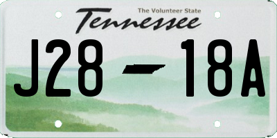 TN license plate J2818A