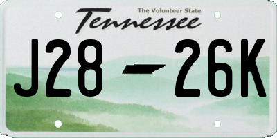 TN license plate J2826K