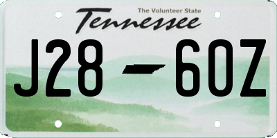 TN license plate J2860Z