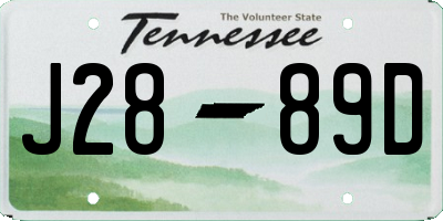TN license plate J2889D