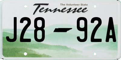 TN license plate J2892A