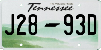 TN license plate J2893D