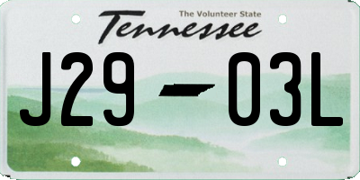 TN license plate J2903L