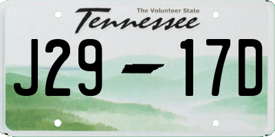 TN license plate J2917D