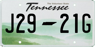 TN license plate J2921G