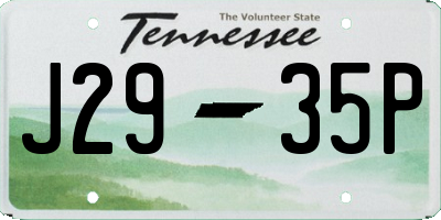 TN license plate J2935P
