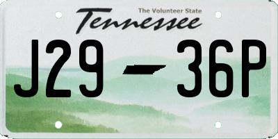 TN license plate J2936P