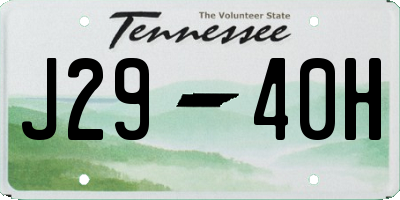 TN license plate J2940H