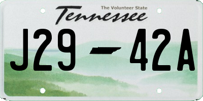 TN license plate J2942A