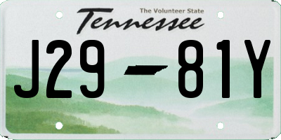 TN license plate J2981Y