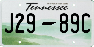 TN license plate J2989C