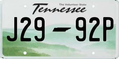 TN license plate J2992P