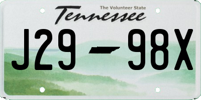 TN license plate J2998X