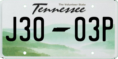 TN license plate J3003P