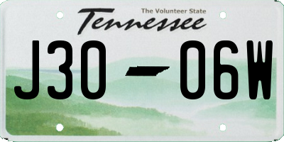 TN license plate J3006W