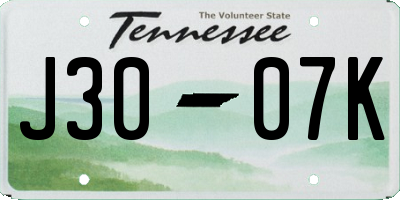 TN license plate J3007K
