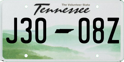 TN license plate J3008Z