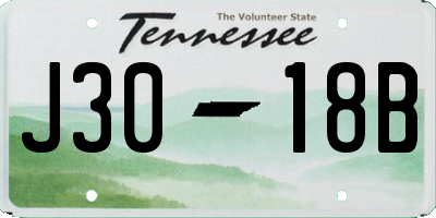 TN license plate J3018B