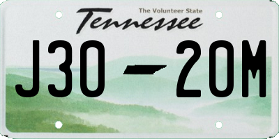 TN license plate J3020M