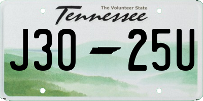TN license plate J3025U