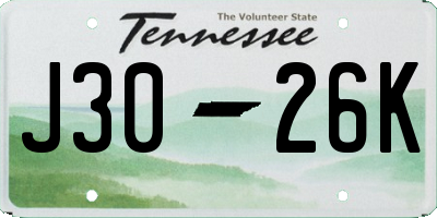 TN license plate J3026K