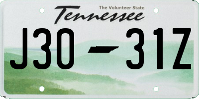 TN license plate J3031Z