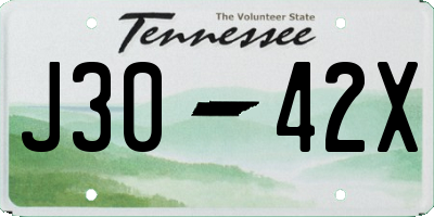 TN license plate J3042X