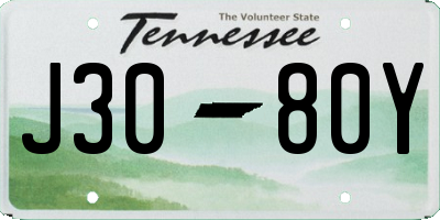 TN license plate J3080Y