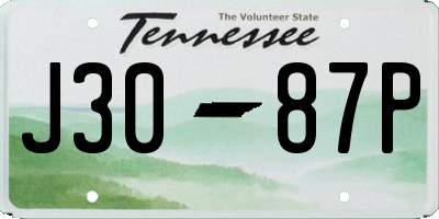 TN license plate J3087P