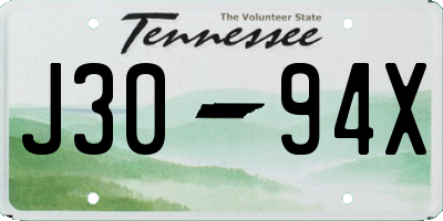 TN license plate J3094X