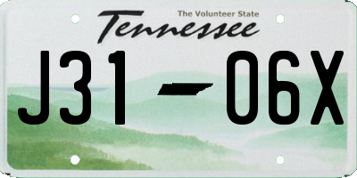 TN license plate J3106X