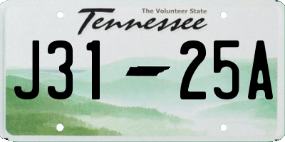 TN license plate J3125A