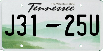 TN license plate J3125U