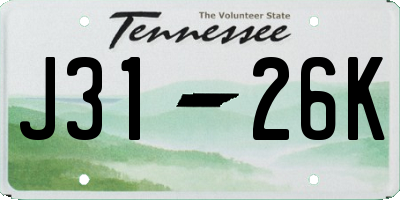 TN license plate J3126K
