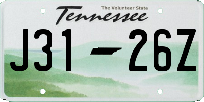 TN license plate J3126Z