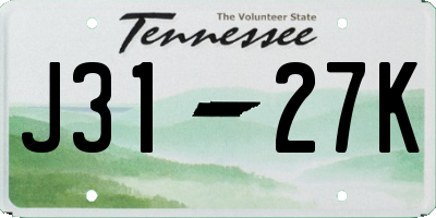 TN license plate J3127K