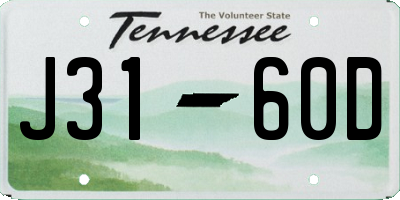 TN license plate J3160D