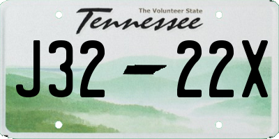 TN license plate J3222X