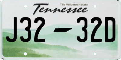 TN license plate J3232D