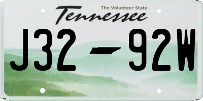TN license plate J3292W