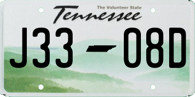 TN license plate J3308D